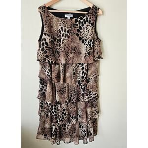 Women's Dress Leopard Print Tiered Ruffle Size 16 Animal Mobwife Y2K